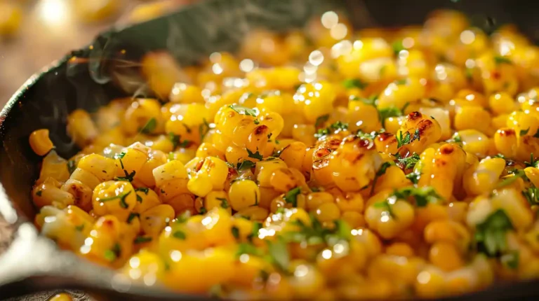Honey Butter Skillet Corn sizzling in a pan