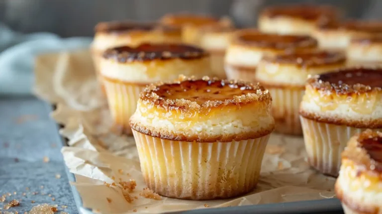 Vanilla Bean Crème Brûlée Cheesecake Cupcakes with caramelized tops