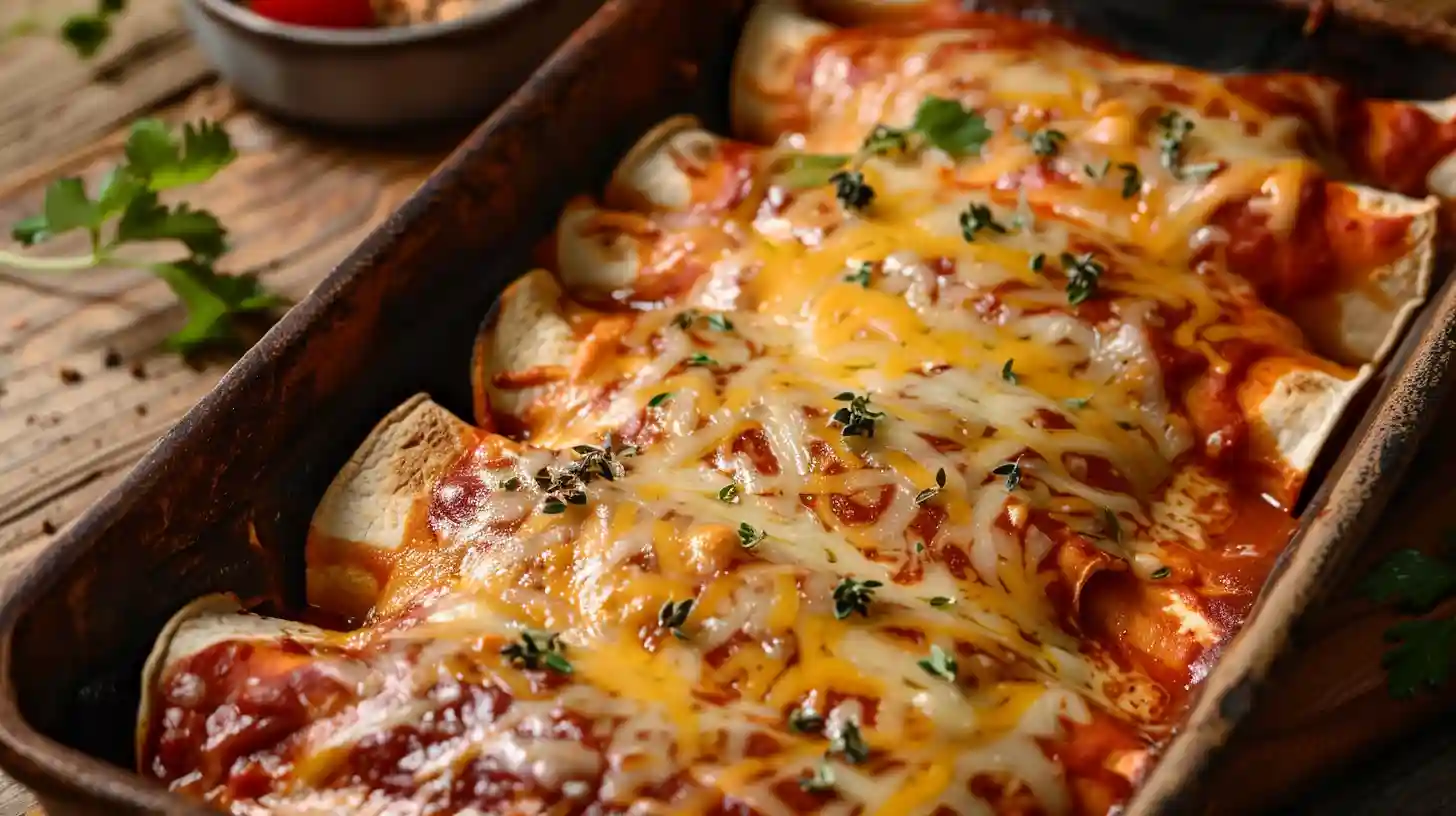 Baked chicken enchiladas recipe with melted cheese