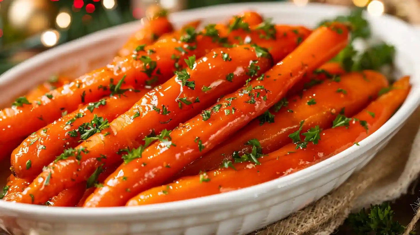 Glazed carrots recipe with honey butter glaze and chopped parsley