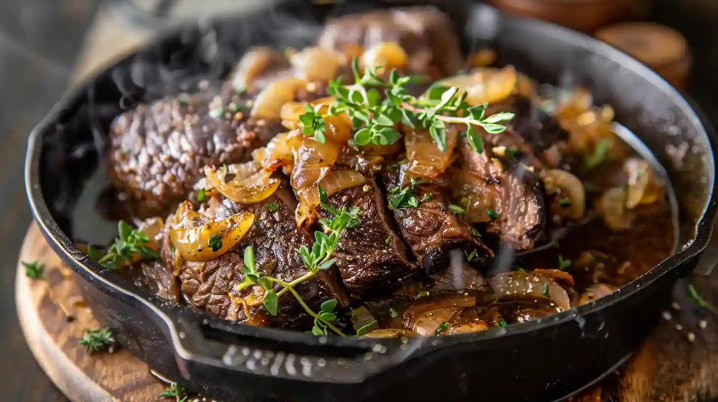 Slow-cooked French onion pot roast in savory onion gravy
