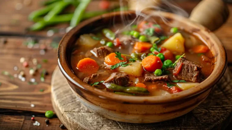 Bowl of old fashioned vegetable beef soup