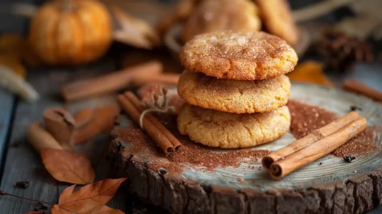 Stack of Pumpkin Snickerdoodle Cookies with cinnamon sugar and fall spices