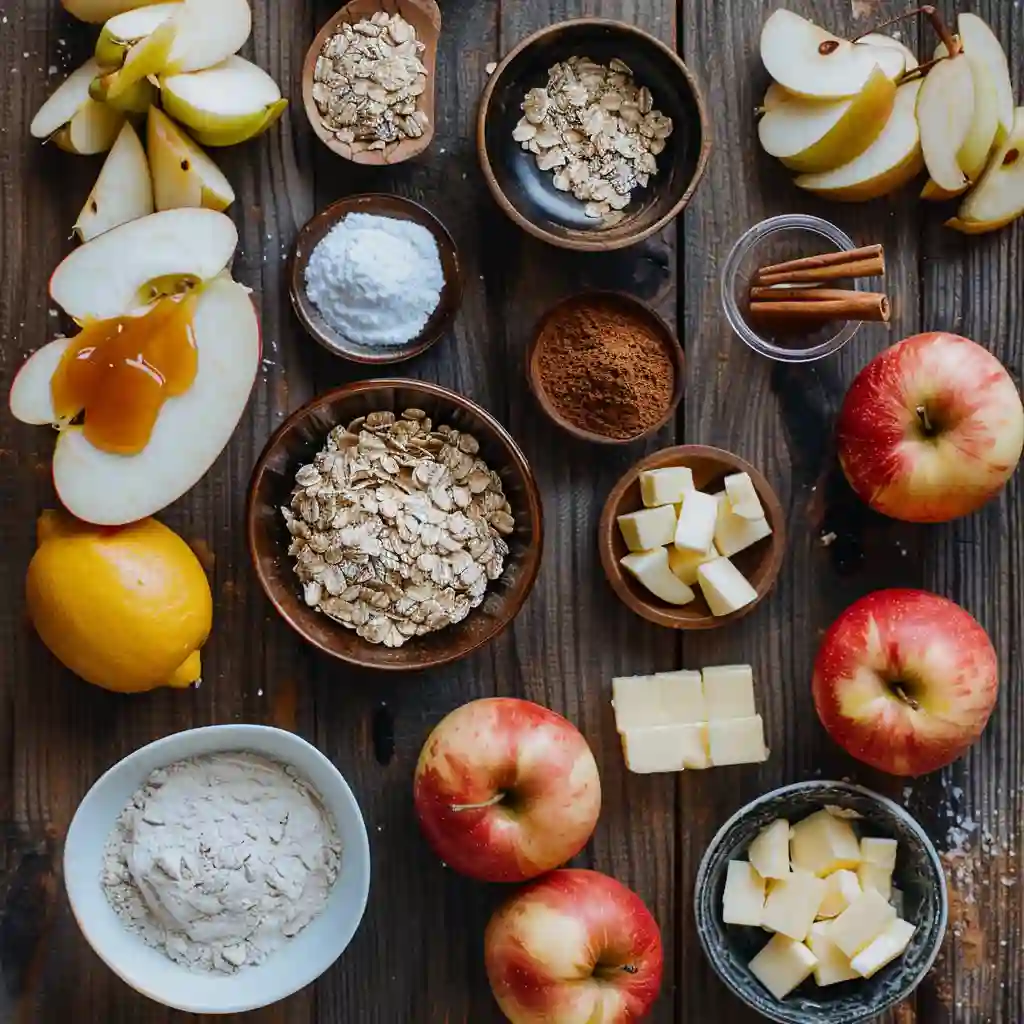 Ingredients for salted caramel apple bars