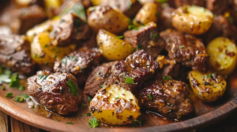 Crockpot Garlic Butter Beef Bites with Potatoes
