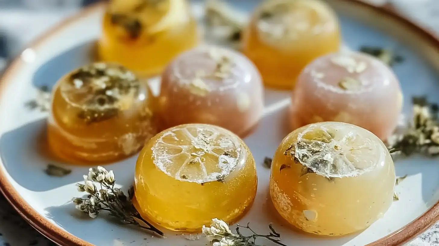 Cold Comfort Tea Bombs with lemon slices and herbs