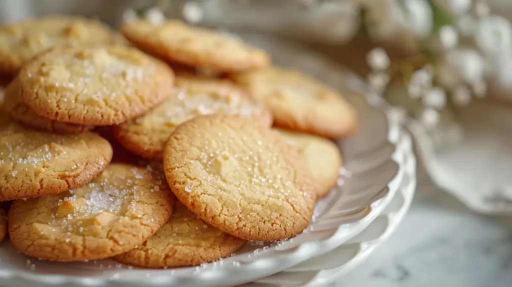 French Salted Butter Cookies freshly baked and sugar-dusted