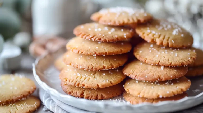French Salted Butter Cookies stacked in a neat pile