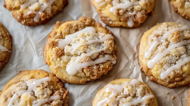 Gilmore Girls coffee cake cookies with icing and crumble topping