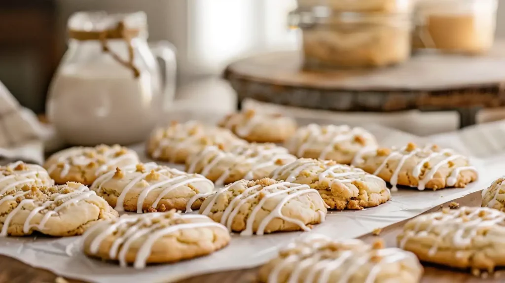 Delectable Gilmore Girls Coffee Cake Cookies, laid out on parchment