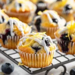 Lemon Blueberry Cottage Cheese Protein Bites with glaze and zest