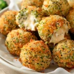 Baked Broccoli Cheese Balls with gooey melted cheese center