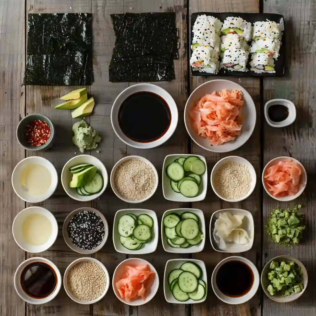 Ingredients for California Roll Sushi Bowls
