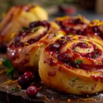 Cranberry Orange Sweet Rolls with fresh cranberries and glaze