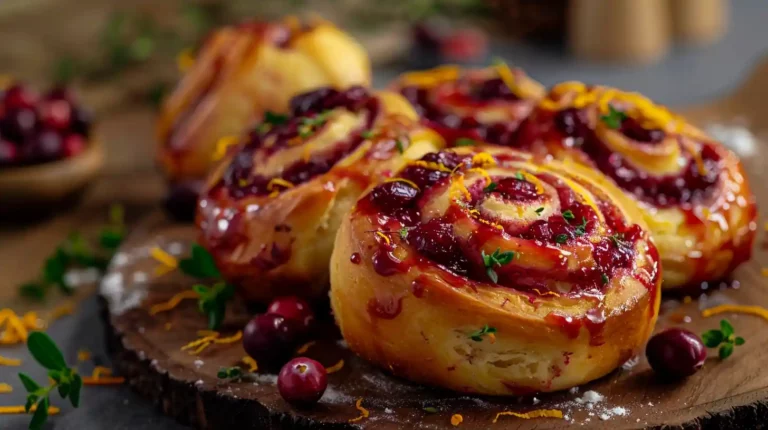 Cranberry Orange Sweet Rolls with fresh cranberries and glaze