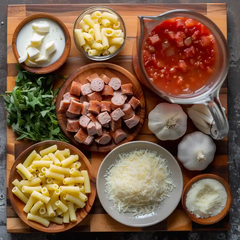 Ingredients for Creamy Parmesan Italian Sausage Ditalini Soup