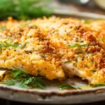 Crispy Dill Pickle Parmesan Chicken on a plate