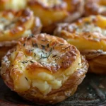 Crispy mashed potato cheese puff with golden melted cheese topping