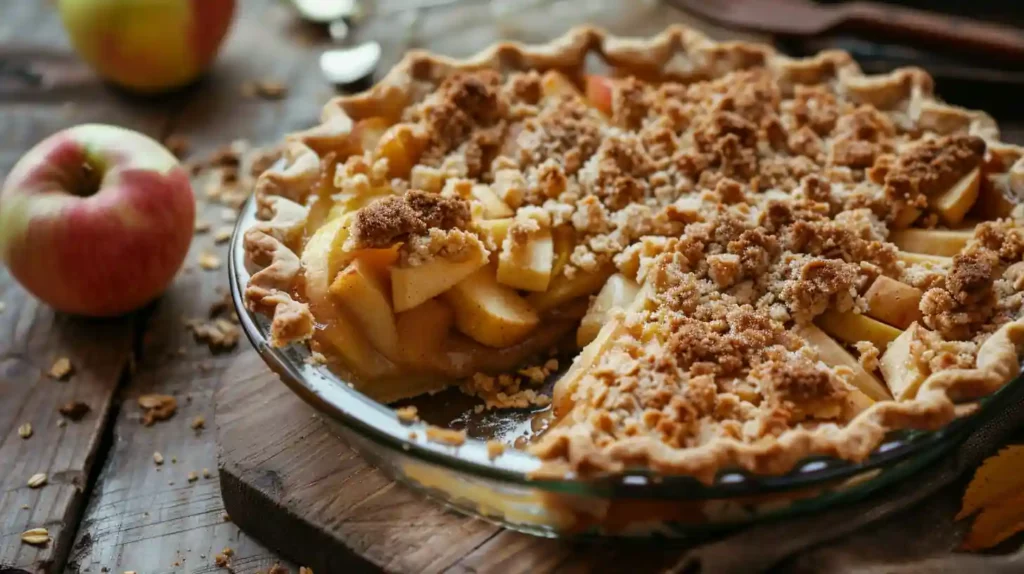 Best Dutch apple pie recipe with crumb topping and sliced apples