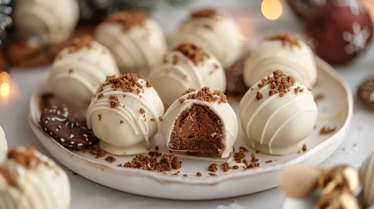 Gingerbread Truffles on festive dessert plate