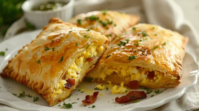 Homemade Breakfast Hot Pockets with scrambled eggs, bacon, and cheese