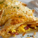 Homemade Breakfast Hot Pockets filled with eggs and bacon served on a plate