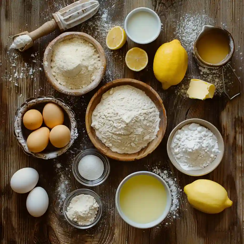 Ingredients for Delicious Italian Grandma’s Lemon Custard Cake: 5 Tipsincluding lemons, eggs, and flour