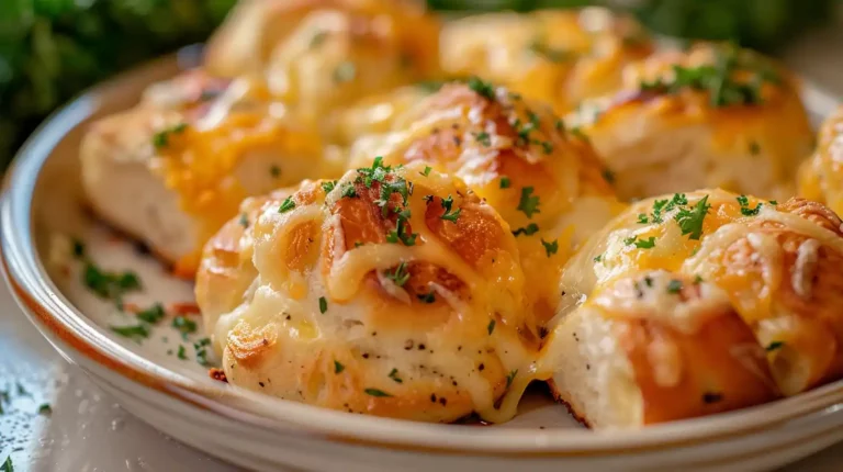 Mini grilled cheese Hawaiian rolls topped with parsley and melted cheddar