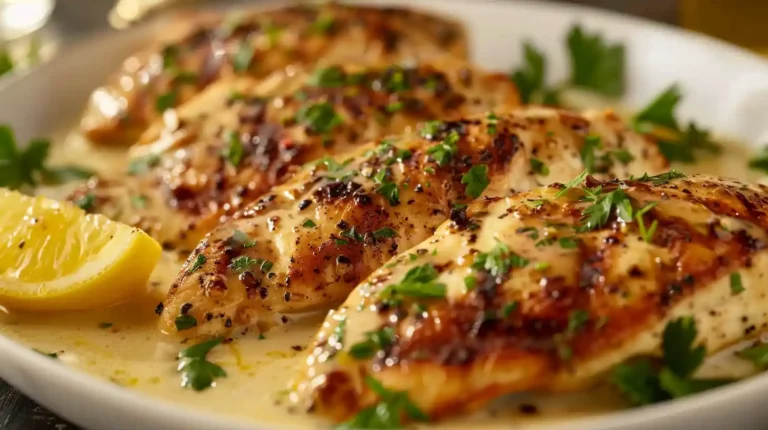 Morton’s Steakhouse Chicken Christopher served with lemon butter sauce and parsley