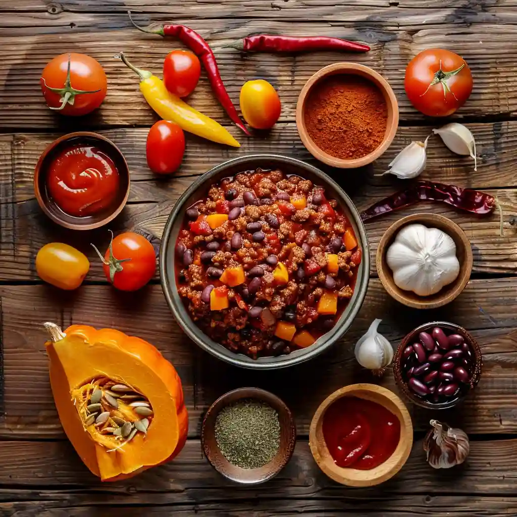 Bowl of Prize-Winning Pumpkin Chili with beans and beef