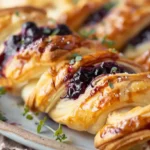 Puff pastry twists with blackberry jam and goat cheese