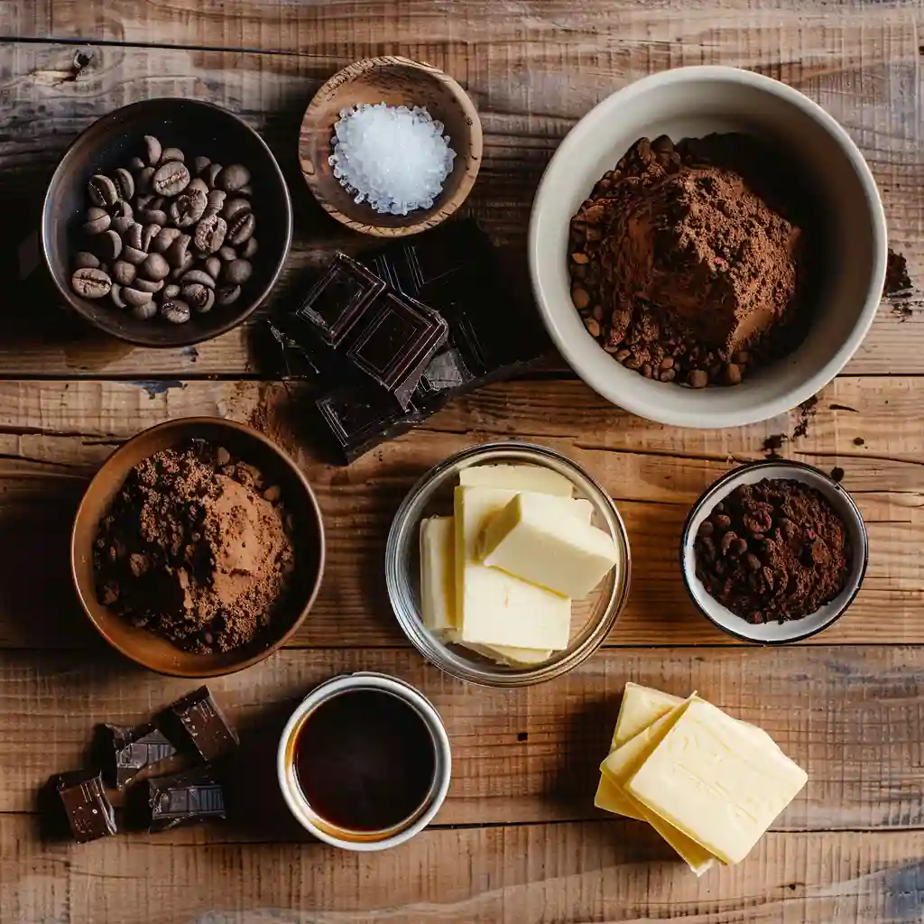 Ingredients for making Rich Coffee Truffles