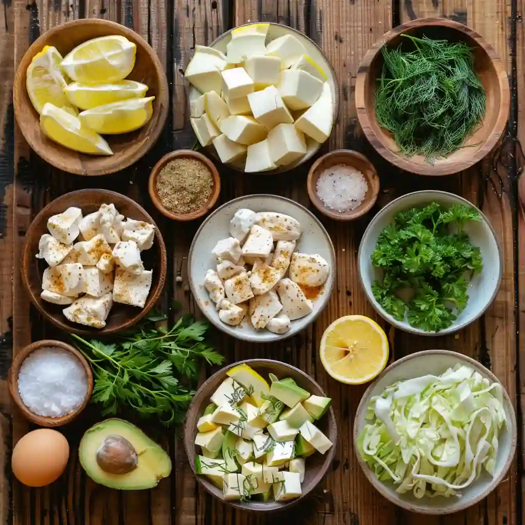 Ingredients for Sheet Pan Chicken Pitas with Herb Ranch Slaw