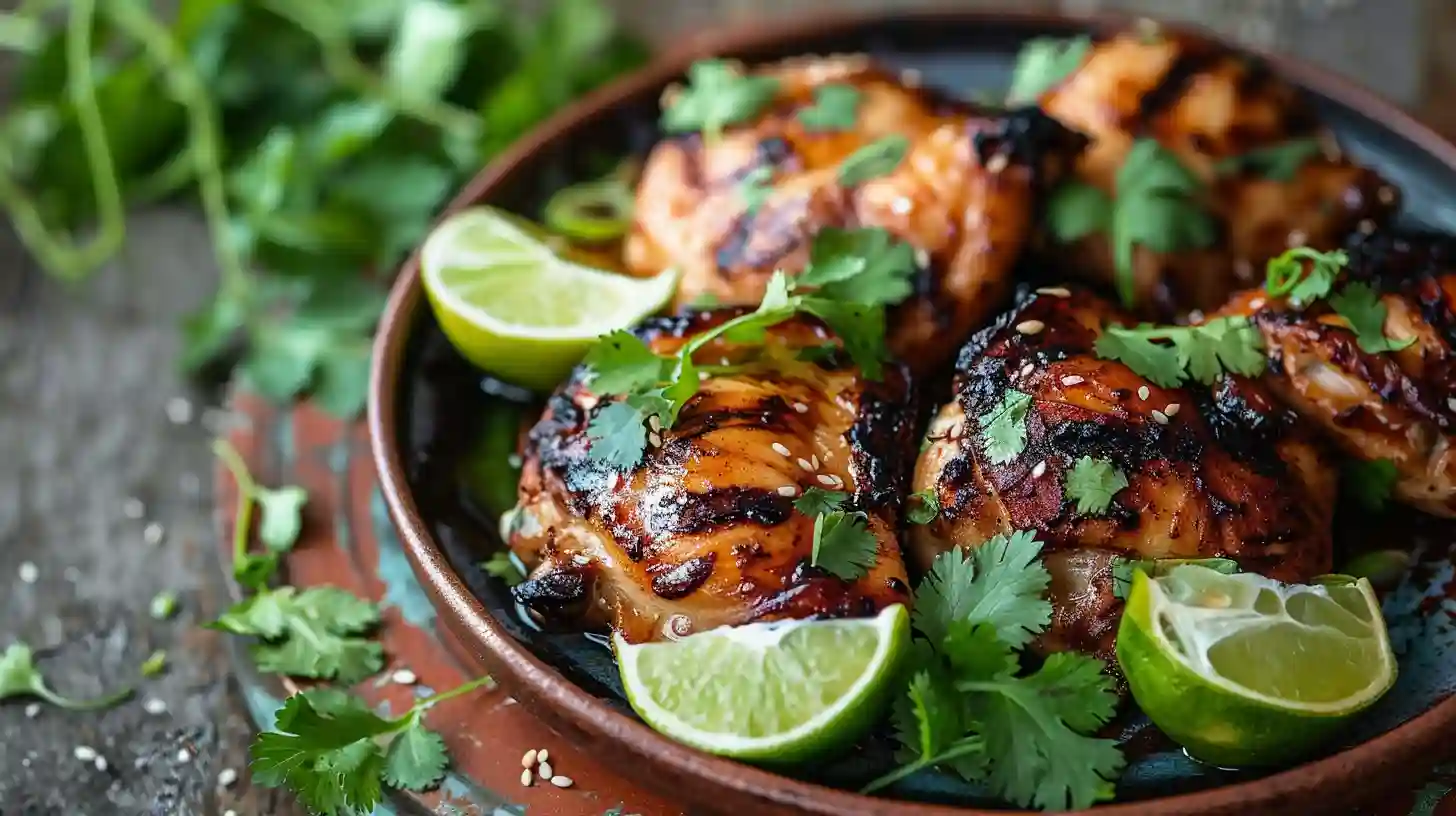 Smoky Vietnamese Grilled Chicken with lime and cilantro