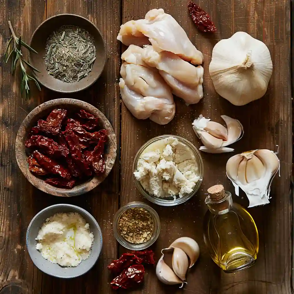 Ingredients for Sun-Dried Tomato Chicken Practically Cooks Itself