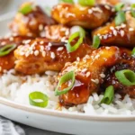 20 Minute Honey Garlic Chicken over white rice
