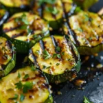 Grilled garlic butter zucchini skewers with fresh parsley