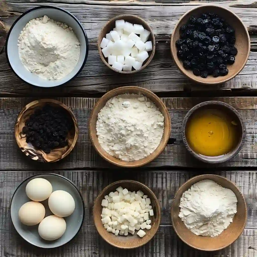 Ingredients for Irish Soda Bread Recipe laid out flat