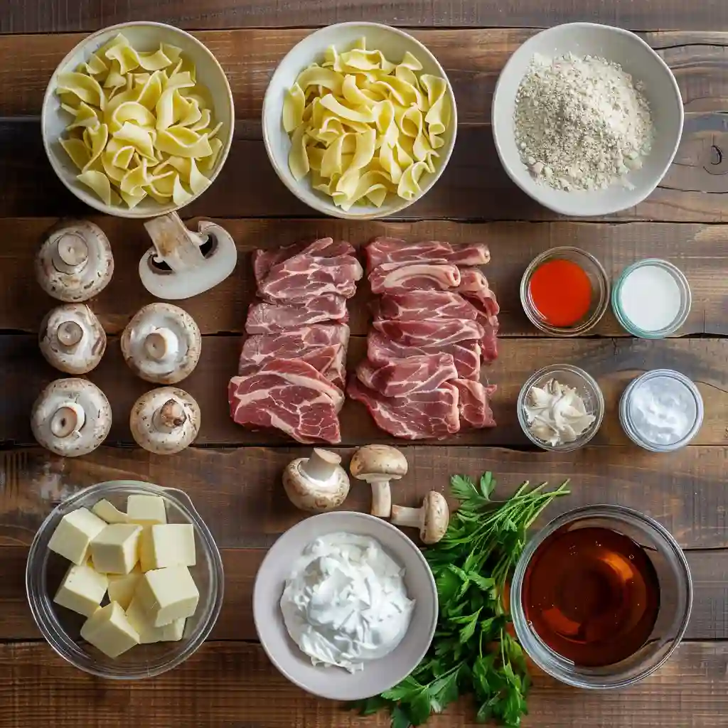Ingredients for Leftover Prime Rib Stroganoff recipe