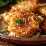 Simple Amish Onion Fritters on rustic plate