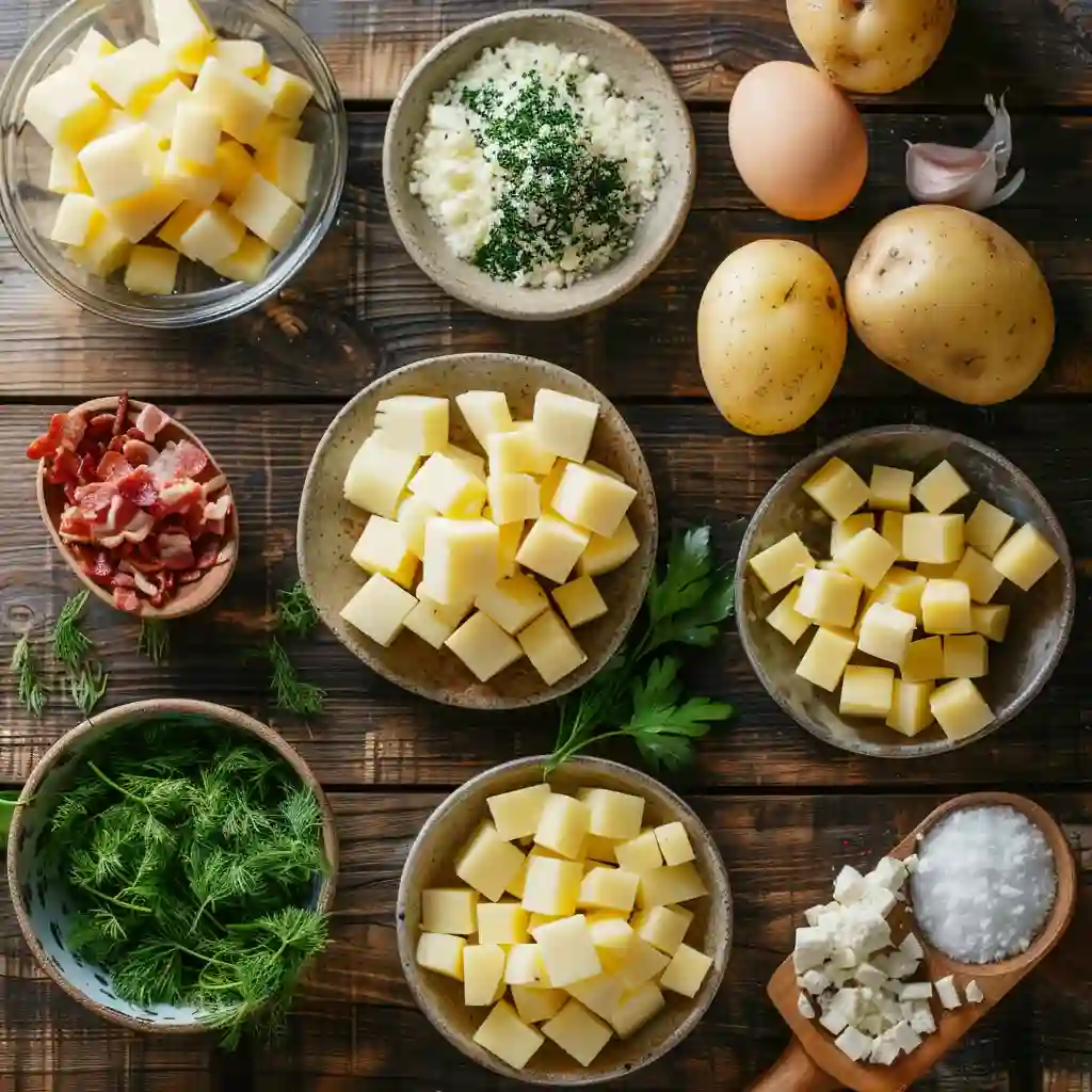 Ingredients for Stuffed Mashed Potato Nests recipe