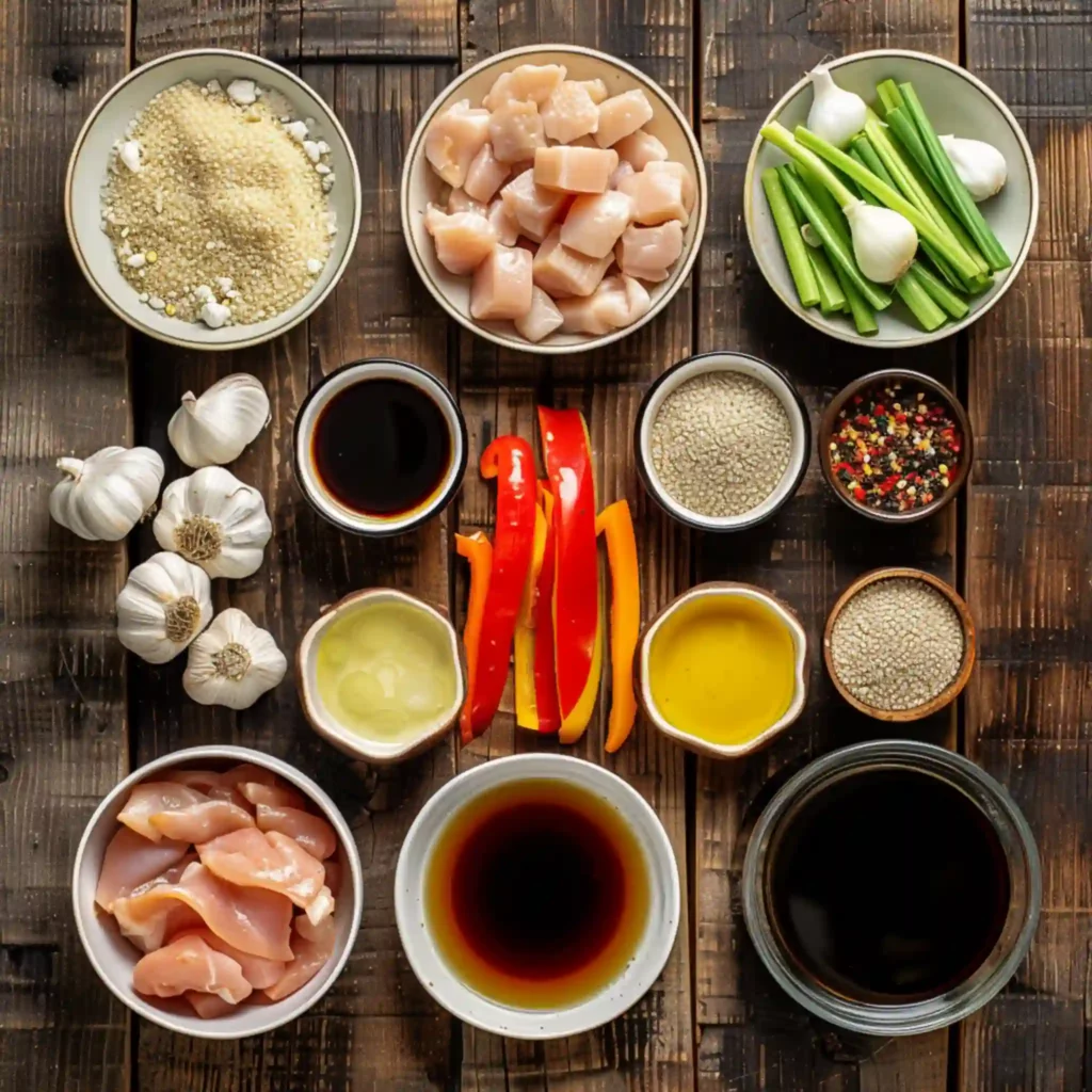 Black pepper chicken ingredients top view