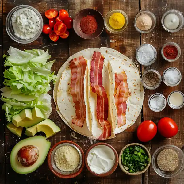 Ingredients for BLT wraps with secret sauce