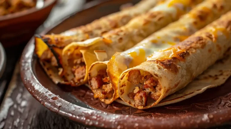 Crispy breakfast taquitos packed with savory filling and melted cheese
