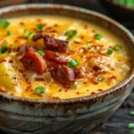 Creamy Cajun Potato Soup with sausage and scallions