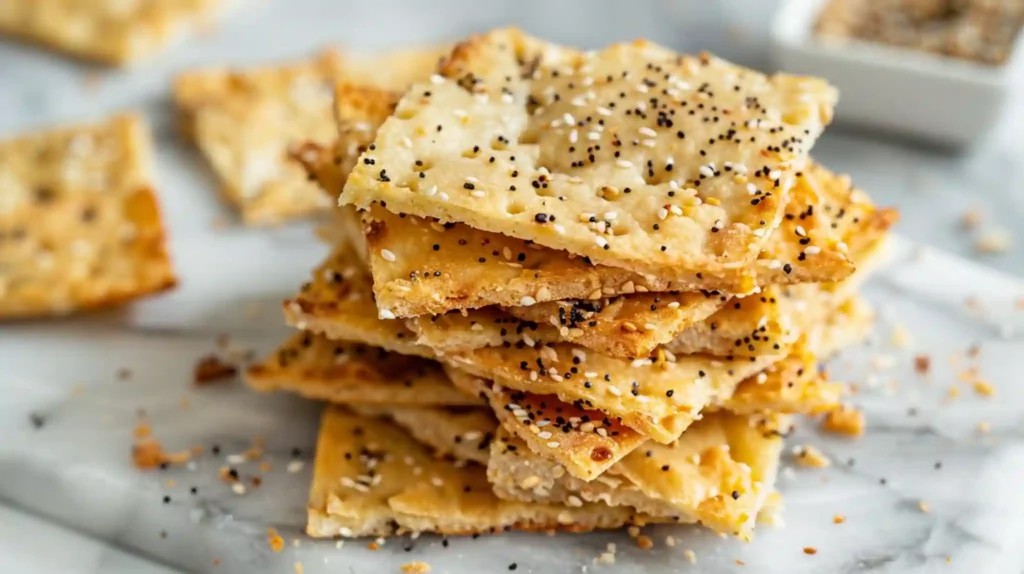 Homemade cottage cheese chips topped with seasoning blend