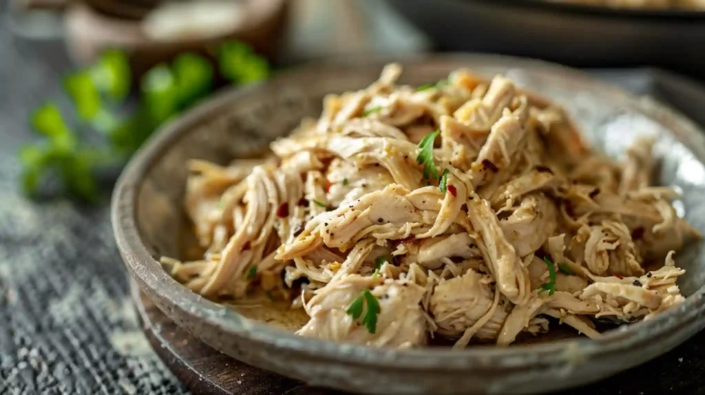 Crock Pot Mississippi Chicken in rich savory sauce