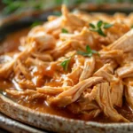 Crock Pot Mississippi Chicken shredded with herbs