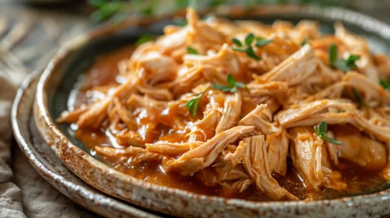 Crock Pot Mississippi Chicken shredded with herbs