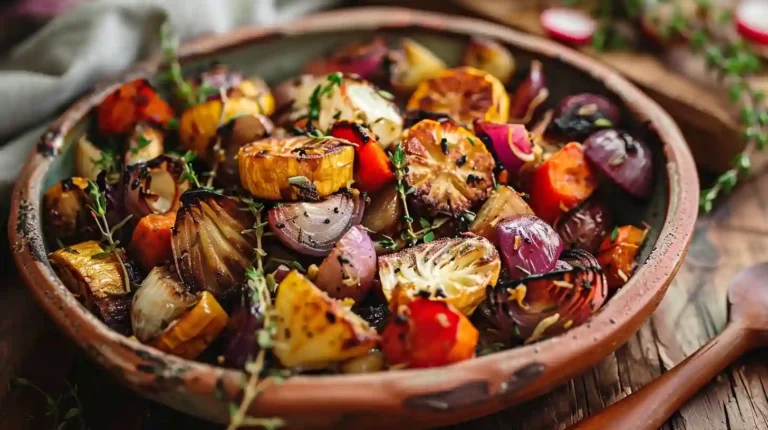 Delicious Maple Dijon Roasted Vegetables with caramelized edges